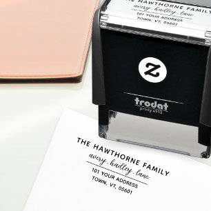 Carimbo Auto Entintado Nome do Script de Família Mínima Moderna do Endere