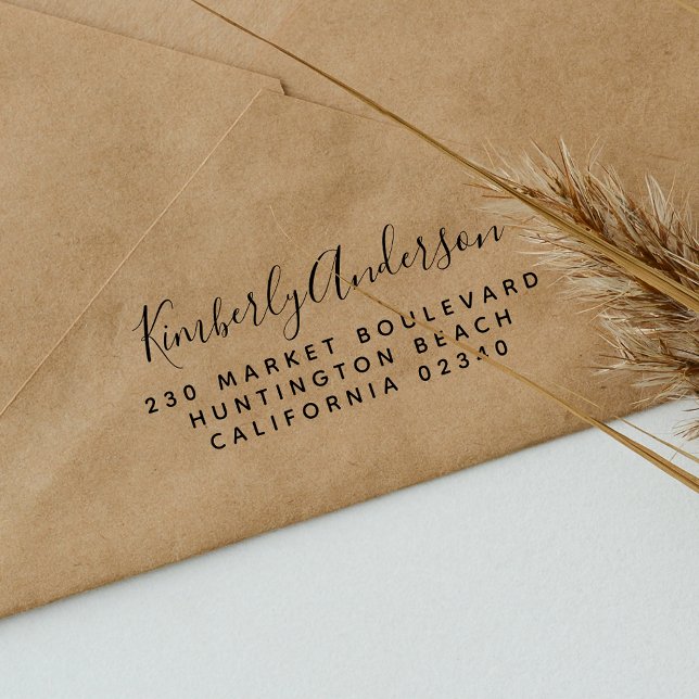 Carimbo Auto Entintado Nome do script e Endereço de devolução simples (Criador carregado)