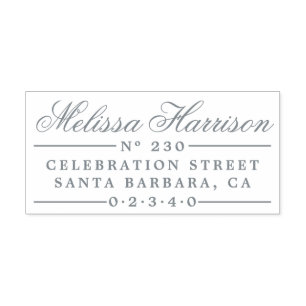 Carimbo Auto Entintado Nome do Script Elegante Endereço de devolução Vi