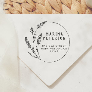 Carimbo Auto Entintado Nome do Sobrenome do Quadro Floral Moderno Endereç