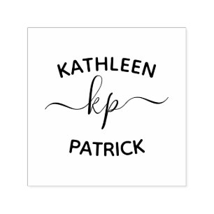 Carimbo Auto Entintado Nome dos Casais Elegantes Iniciais Casamento