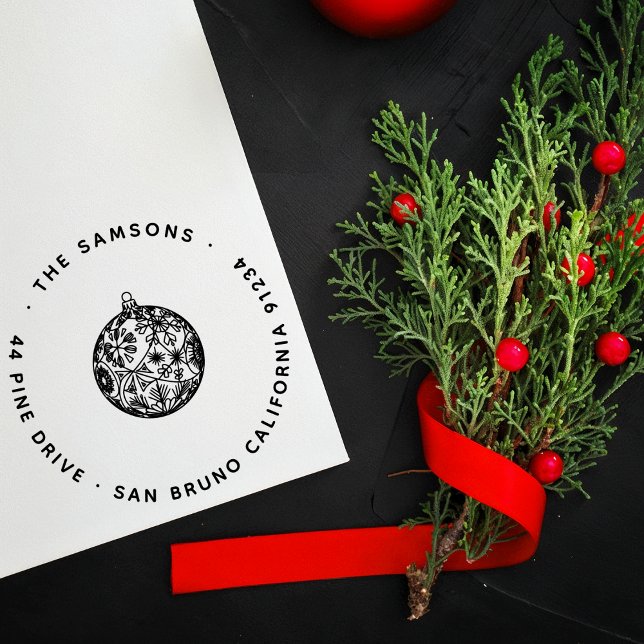 Carimbo Auto Entintado Nome e endereço atuais de Natal moderno do Elegant (Criador carregado)