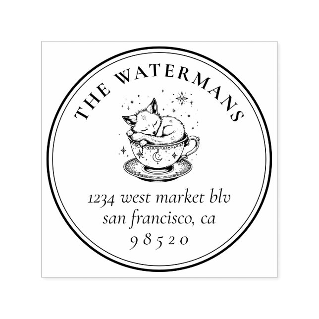 Carimbo Auto Entintado Nome e endereço da Raposa Mágica de Bebê Doce com  (Design)