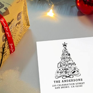Carimbo Auto Entintado Nome e endereço de devolução da carta de Natal
