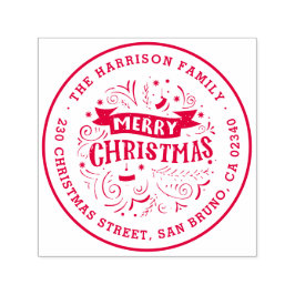 Carimbo Auto Entintado Nome e endereço de devolução da faixa de Natal Mer