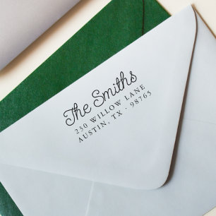 Carimbo Auto Entintado Nome e endereço de devolução da família de scripts