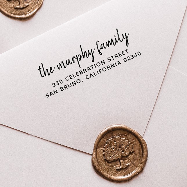 Carimbo Auto Entintado Nome e endereço de devolução da família personaliz (Rubber Stamp Mock-up)