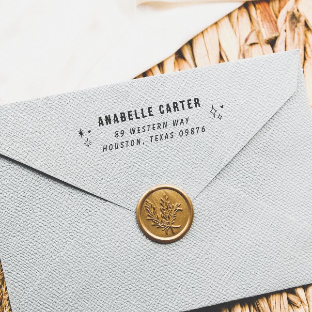 Carimbo Auto Entintado Nome e endereço de devolução do Boho Chic Sparkles (Rubber Stamp Mock-up)