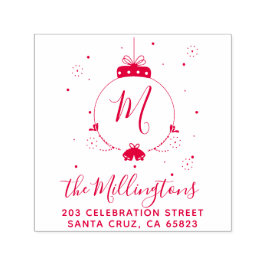 Carimbo Auto Entintado Nome e endereço de devolução do Monograma Bauble d