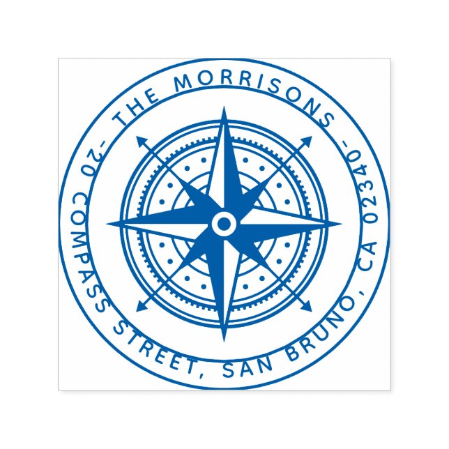 Carimbo Auto Entintado Nome e Endereço de Retorno da Família Compass Roun (Design)