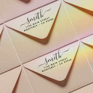 Carimbo Auto Entintado Nome e Endereço de Retorno da Família de Script de