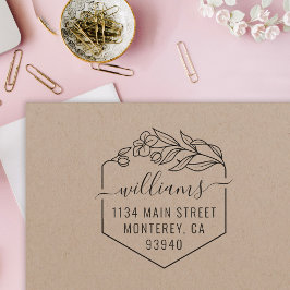 Carimbo Auto Entintado Nome e Endereço de Retorno da Família de Script de