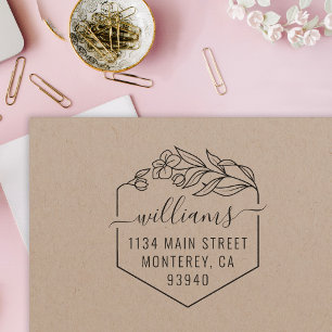 Carimbo Auto Entintado Nome e Endereço de Retorno da Família de Script de