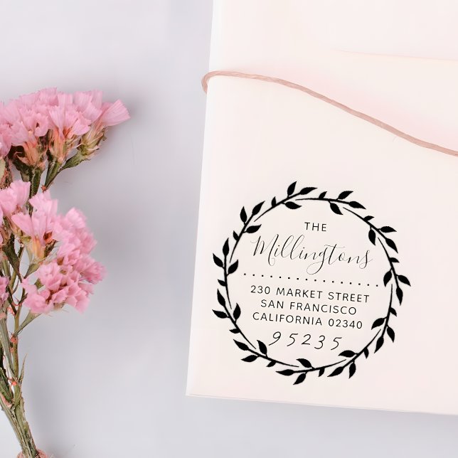 Carimbo Auto Entintado Nome e Endereço de Retorno do Script Botânico em N (Criador carregado)