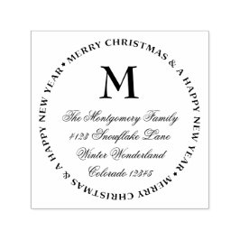 Carimbo Auto Entintado Nome e endereço do Feliz ano novo Feliz Natal