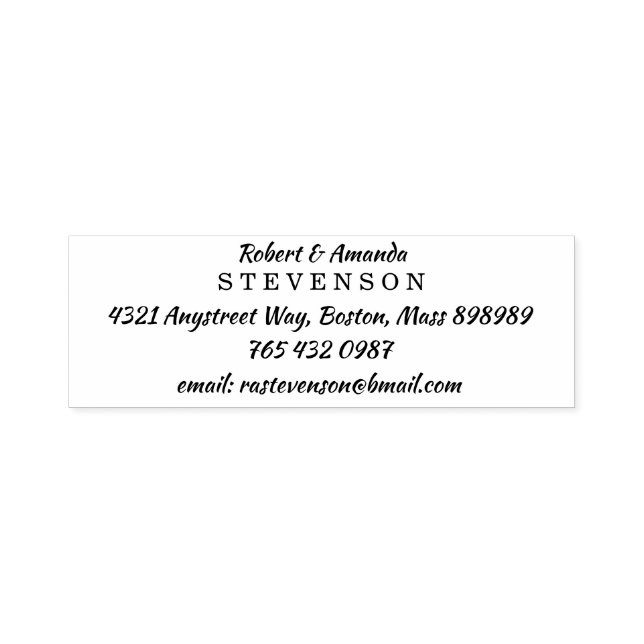 Carimbo Auto Entintado Nome e endereço dos casais Novos casamentos (Design)