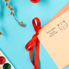 Carimbo Auto Entintado Nome e endereço personalizados das crianças doodle