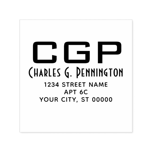 Carimbo Auto Entintado Nome Elegante Simples Endereço de Devolução Inicia (Design)