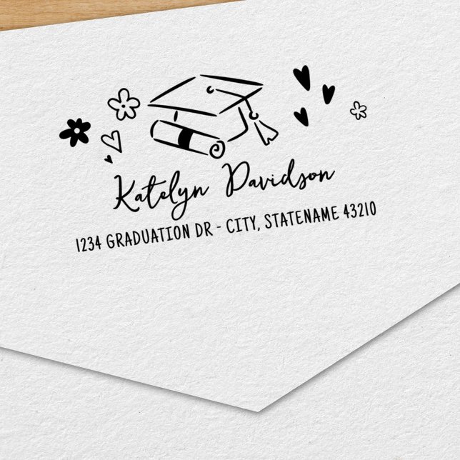 Carimbo Auto Entintado Nome Endereço Doodle de Formatura (Criador carregado)