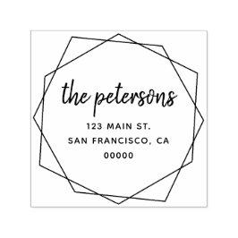 Carimbo Auto Entintado Nome Geométrico Moderno da Família de Manuscritos