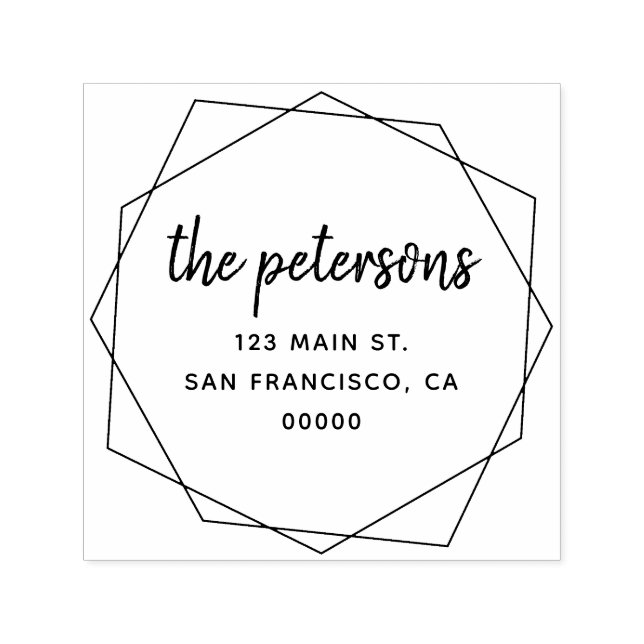 Carimbo Auto Entintado Nome Geométrico Moderno da Família de Manuscritos (Design)