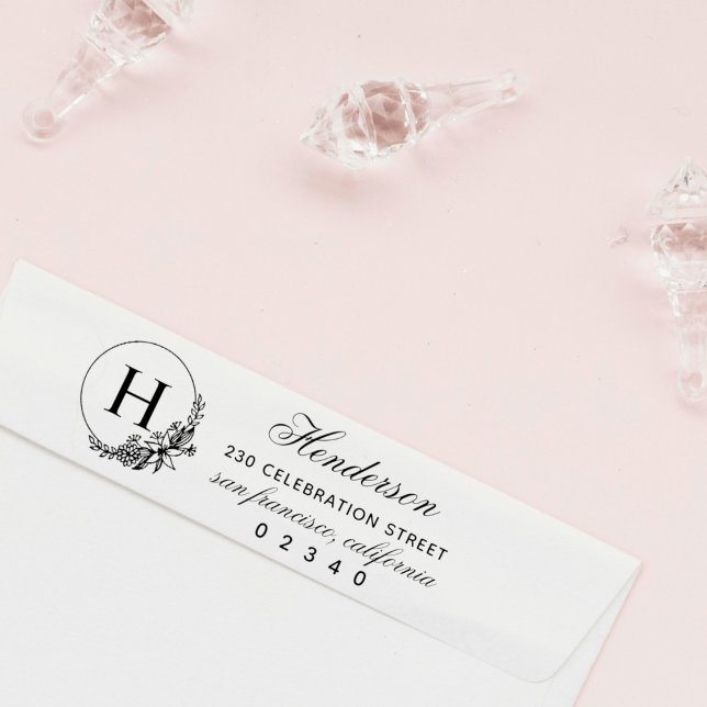 Carimbo Auto Entintado Nome inicial da família de quadro flexível Endereç (Criador carregado)