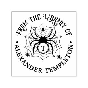 Carimbo Auto Entintado Nome Inicial do Livro da Biblioteca SpiderWeb e Sp