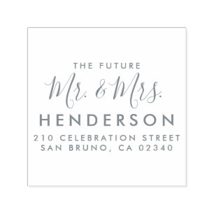 Carimbo Auto Entintado Nome Moderno do Sr. e Sra. Script Endereço de Reto