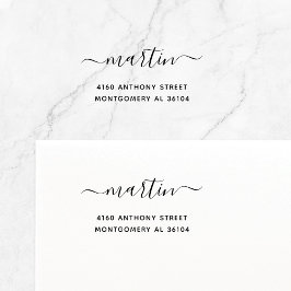 Carimbo Auto Entintado Nome moderno manuscrito e endereço de devolução 08