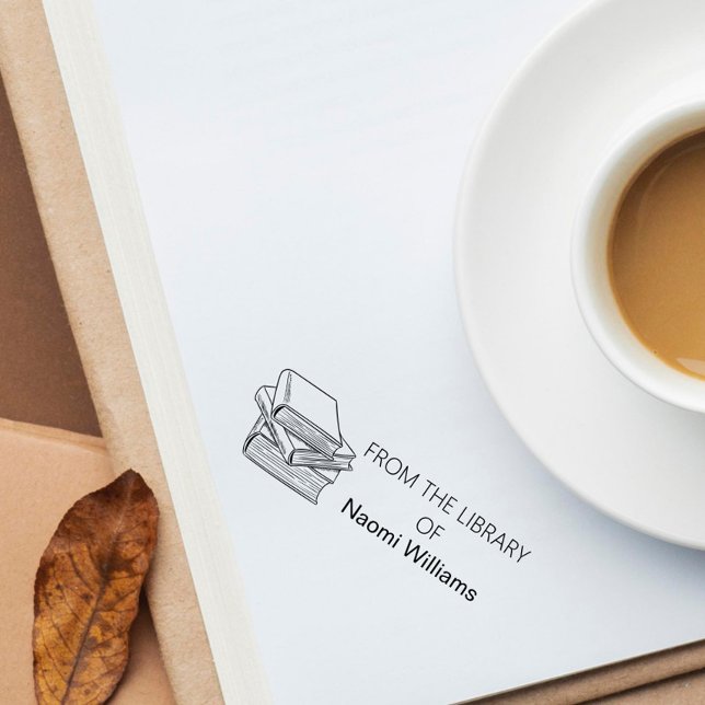 Carimbo Auto Entintado Nome Personalizado Clássico Da Biblioteca De (Criador carregado)