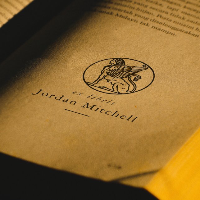 Carimbo Auto Entintado Nome Personalizado Clássico Esfingx Ex Libris Book (Stamp Mock-up)