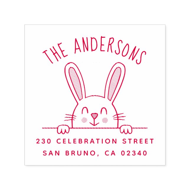 Carimbo Auto Entintado Nome Personalizado da Família Coelhinha Cósmica e  (Design)