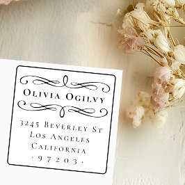 Carimbo Auto Entintado Nome Personalizado de Tipografia Clássica Endereço