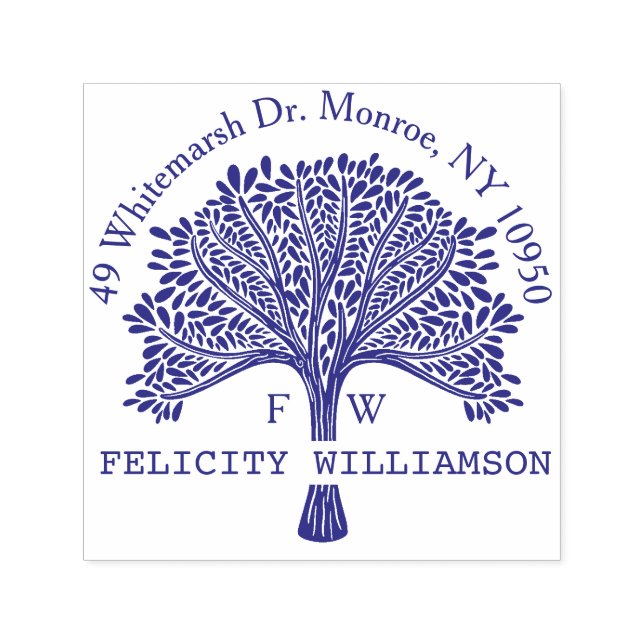 Carimbo Auto Entintado Nome Personalizado Endereço de Devolução da Árvore (Design)