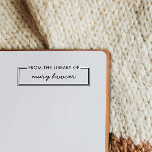 Carimbo Auto Entintado Nome Personalizado Moderno Minimalista Da Bibliote