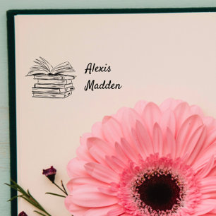 Carimbo Auto Entintado Nome Personalizado Rustic   Livro de Biblioteca