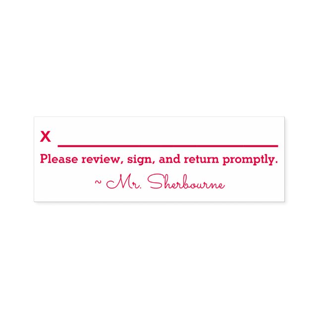 Carimbo Auto Entintado Nome + "Revise, assine e devolva prontamente." (Design)