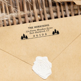 Carimbo Auto Entintado Nome Rústico com Código Postal e Endereço de Devol
