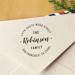 Carimbo Auto Entintado Nome Simples da Família de Na moda Arredondar Ende