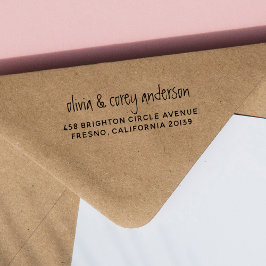 Carimbo Auto Entintado Nomes de Casais Manuscritos e Endereço de Retorno 