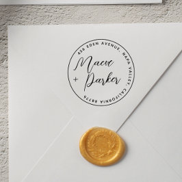 Carimbo Auto Entintado Nomes de Casamento de Caligrafia e Endereço de Ret