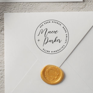 Carimbo Auto Entintado Nomes de Casamento de Caligrafia e Endereço de Ret