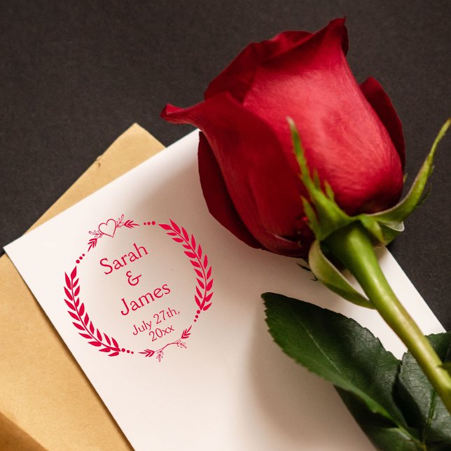 Carimbo Auto Entintado Nomes de recém-casados personalizados e data de ca (Criador carregado)