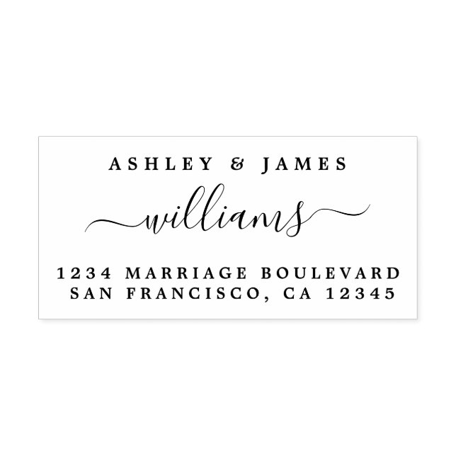 Carimbo Auto Entintado Nomes de Script de Chic - Novo Sobrenome Endereço  (Design)