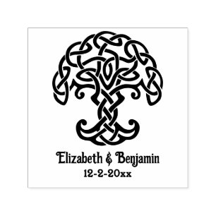 Carimbo Auto Entintado Nomes do Casal Data da Árvore da Vida Nó Celta 
