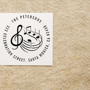 Carimbo Auto Entintado Notas de Música Modernas Nome de Arredondar e Ende