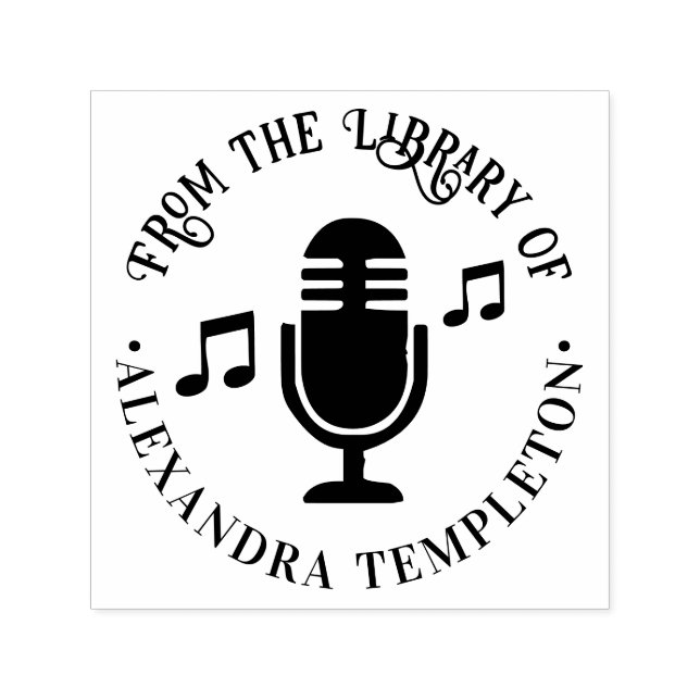 Carimbo Auto Entintado Notas de Música, Nome do Livro da Biblioteca de Re (Design)