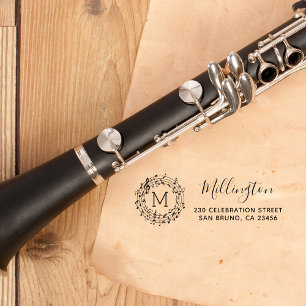 Carimbo Auto Entintado Notas musicais redondas roteiro & endereço do