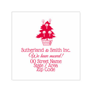 Carimbo Auto Entintado Novo endereço da árvore de Natal em movimento