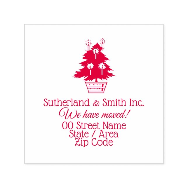 Carimbo Auto Entintado Novo endereço da árvore de Natal em movimento (Design)